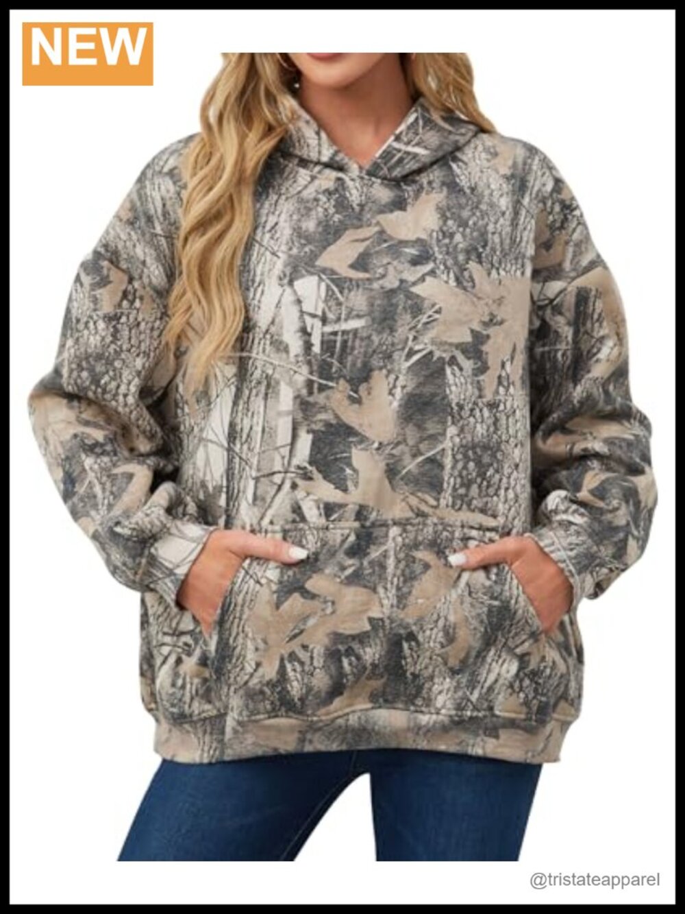 Eutten Womens Camo Hoodie Maple Leaf Print Oversized Fleece Pullover Sweatshirt